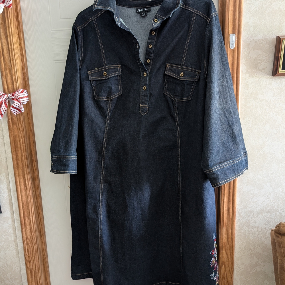 Dark Denim Button-Up Dress
